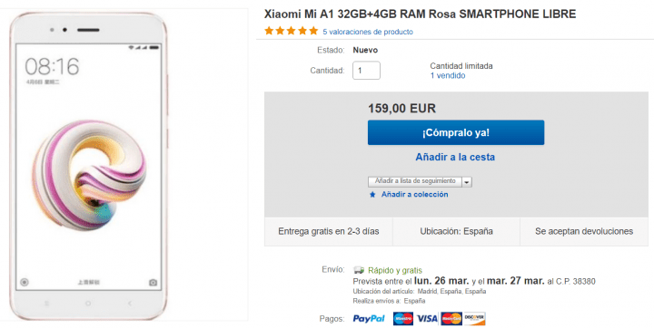 Imagen - Oferta: Xiaomi Mi A1 por solo 159 euros en eBay