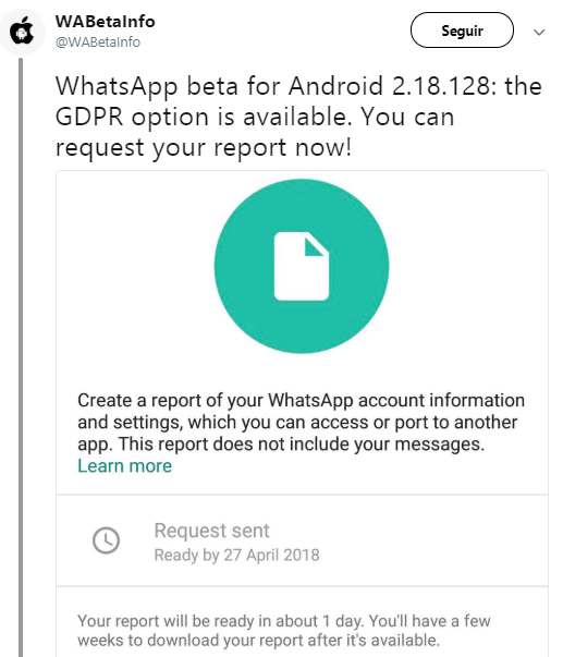 Imagen - WhatsApp te permitirá descargar tus datos