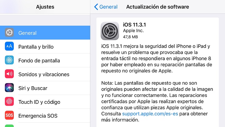 Imagen - iOS 11.3.1 ya disponible: vuelven a funcionar las pantallas reparadas por terceros