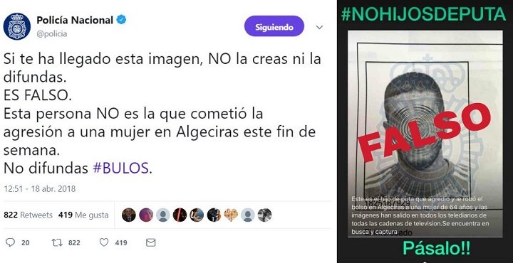 Imagen - Un bulo con la foto del agresor de la mujer de Algeciras circula por WhatsApp
