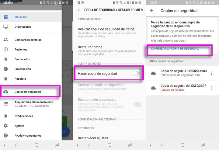 Imagen - C&oacute;mo solucionar "No se ha creado ninguna copia de seguridad de tu dispositivo"