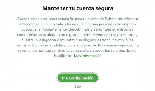 Imagen - Twitter recomienda cambiar nuestra contraseña por un fallo de seguridad