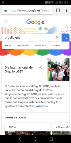 Imagen - Google muestra los colores del arcoíris al buscar términos LGBT durante el Orgullo 2018
