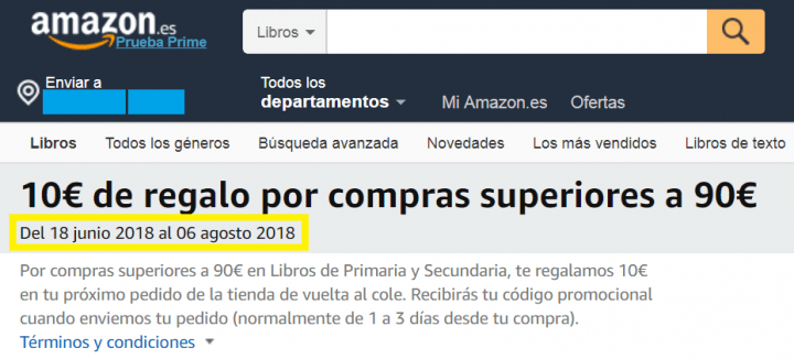 Imagen - Oferta: descuento de 10 euros comprando los libros de texto en Amazon