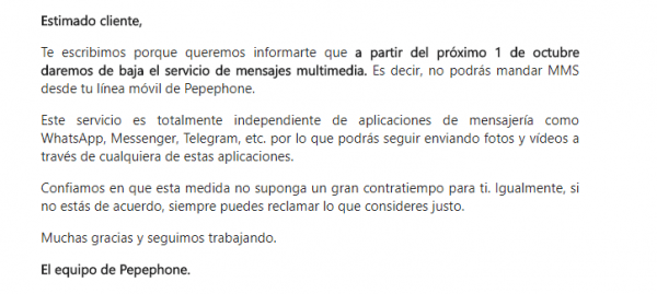 Imagen - Pepephone dar&aacute; de baja el servicio de MMS