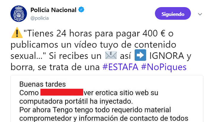 Imagen - &quot;Paga 400 euros o publicamos un vídeo erótico tuyo&quot;, la nueva estafa por email