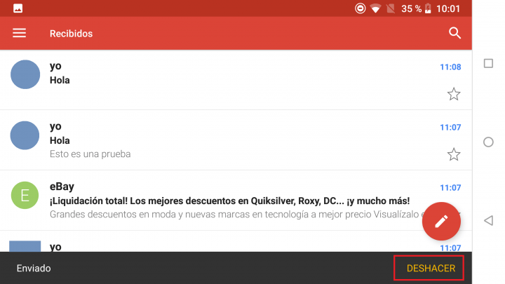 Imagen - Gmail para Android ya permite deshacer el envío de correos