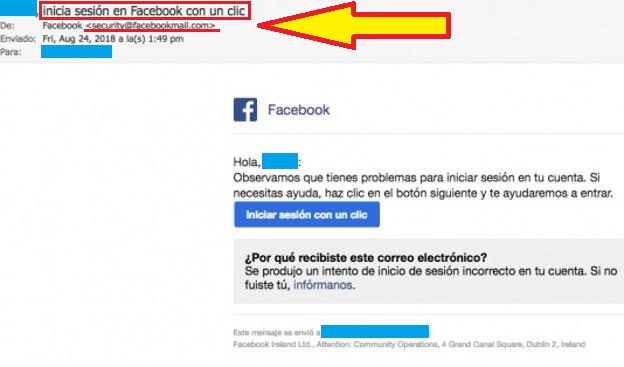 Imagen - Cuidado con el correo: &quot;Inicia sesión en Facebook con un clic&quot;, es una estafa
