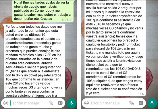 Imagen - Una supuesta oferta de trabajo para Ikea que te pide enviar un Paysafecard por WhatsApp
