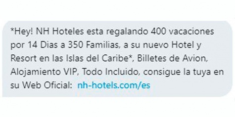 Imagen - Cuidado con las supuestas vacaciones en el Caribe que NH Hoteles regala por WhatsApp
