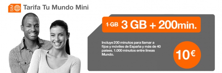 Imagen - Tu Mundo Mini de Orange, 200 minutos de llamadas al extranjero y 3 GB por 10 euros