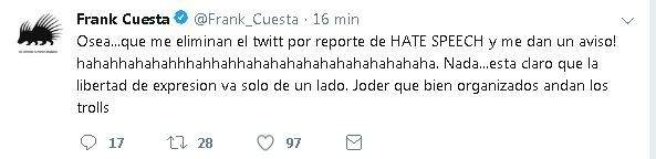 Imagen - Cierran la cuenta de Twitter de Frank Cuesta por responder a Dani Mateo