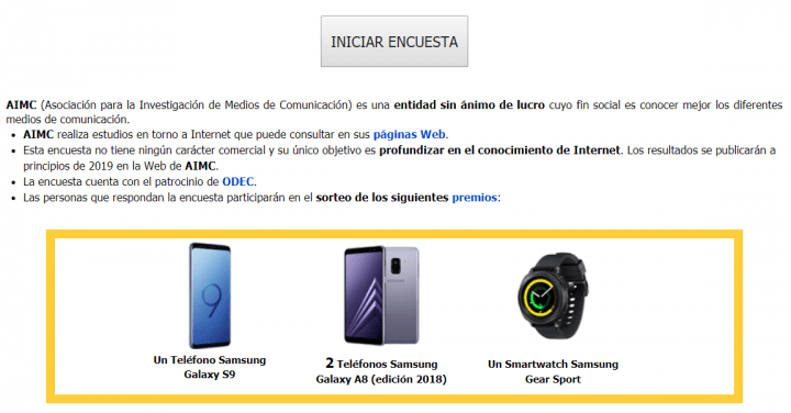 Imagen - La encuesta AIMC 2018 sortea un Galaxy S9, dos Galaxy A8 y un Gear Sport