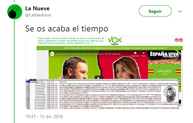 Imagen - Anonymous filtra datos de usuarios de Vox tras el hackeo a su web
