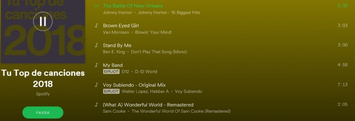 Imagen - Spotify lanza un resumen personalizado con lo que m&aacute;s has escuchado en 2018