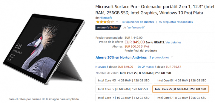 Imagen - Oferta: Surface Pro con 8 GB de RAM y 256 GB de almacenamiento por solo 849 euros