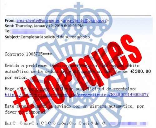 Imagen - Cuidado con el falso correo de &quot;Completar la solicitud de su reembolso&quot; de Orange