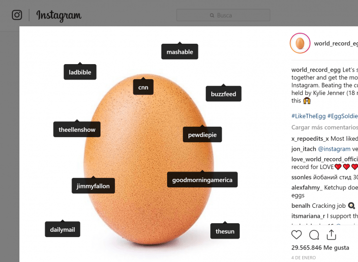 Imagen - Un huevo es la foto con más likes en Instagram