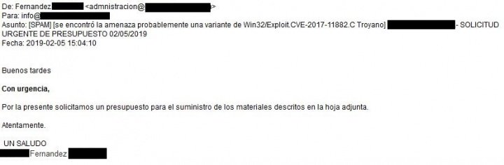 Imagen - Cuidado con el correo de una &quot;solicitud urgente de presupuesto&quot;