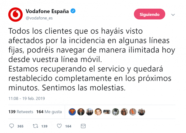 Imagen - La red de fibra de Vodafone est&aacute; ca&iacute;da para muchos usuarios