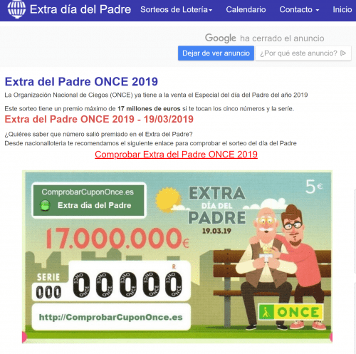 Imagen - Cómo comprobar el resultado del Sorteo ONCE Extra Día del Padre 2019