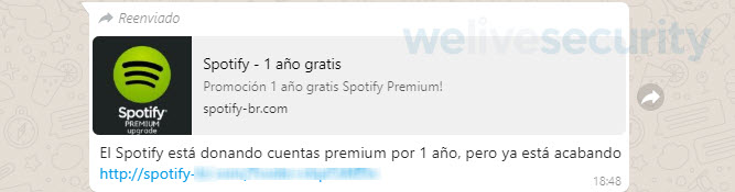 Imagen - &quot;Spotify está donando cuentas Premium por 1 año&quot;, cuidado con el bulo de WhatsApp