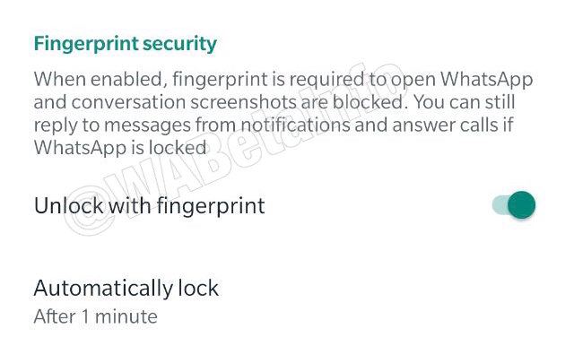 Imagen - WhatsApp no dejará hacer capturas de pantalla de los chats si lo proteges con huella