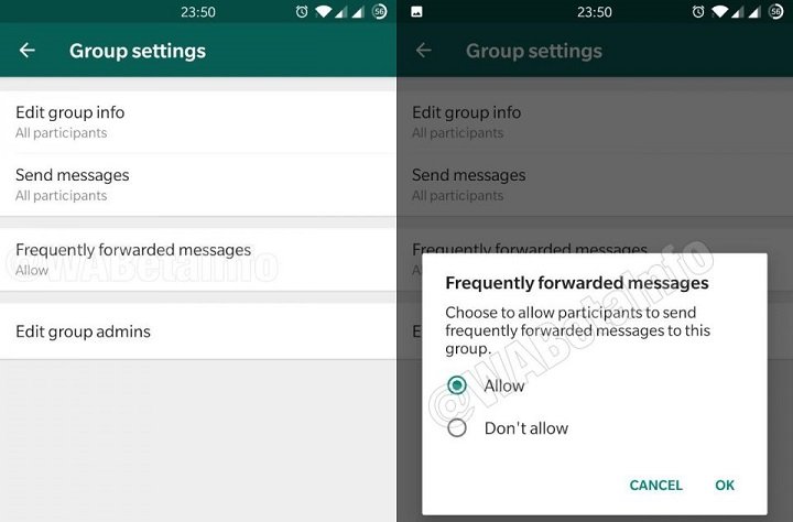 Imagen - WhatsApp permitirá restringir el envío de mensajes reenviados varias veces en los grupos