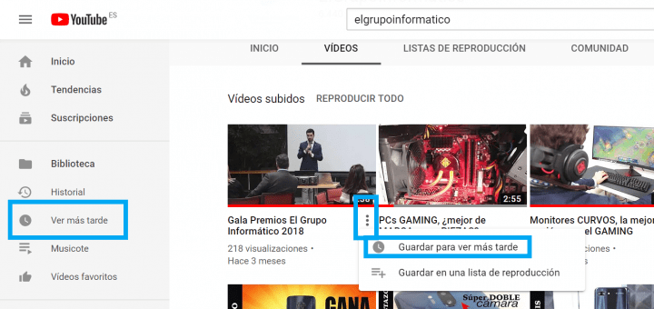 Imagen - YouTube no muestra el botón &quot;Ver más tarde&quot; por un error