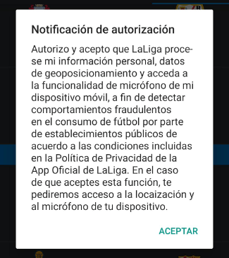 Imagen - Multa a LaLiga por usar el micrófono de los móviles para detectar fútbol pirata sin avisar