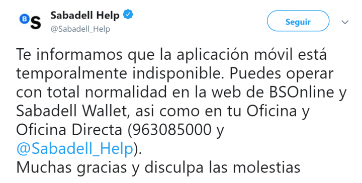 Imagen - Las apps de Bankia y Sabadell no funcionan