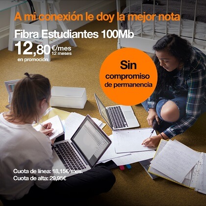 Imagen - Orange lanza fibra para estudiantes de 100 Mbps sin permanencia por 30,95 euros