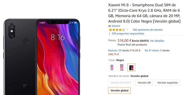 Imagen - Oferta: Xiaomi Mi 8 por solo 316 euros en Amazon
