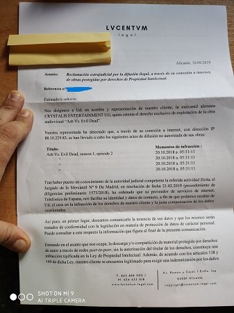 Imagen - Llegan cartas a usuarios con amenazas de ir a juicio por piratería si no pagan 400 euros