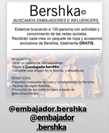 Imagen - &iexcl;Cuidado! Bershka no busca embajadores, es una estafa