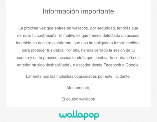 Imagen - Wallapop obliga a cambiar contrase&ntilde;as: la app de compraventa habr&iacute;a sido hackeada