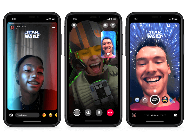 Imagen - Facebook Messenger a&ntilde;ade filtros, stickers y temas de Star Wars: El ascenso de Skywalker