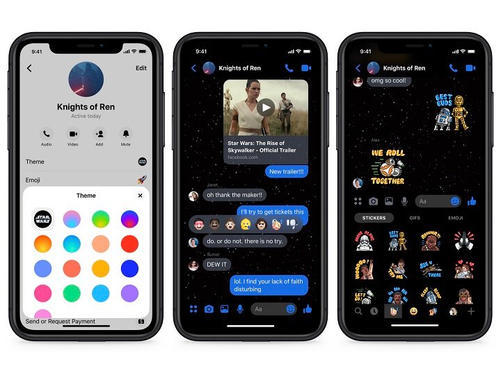 Imagen - Facebook Messenger a&ntilde;ade filtros, stickers y temas de Star Wars: El ascenso de Skywalker