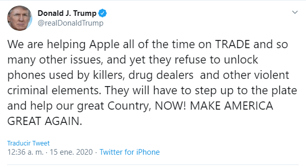 Imagen - Trump pide a Apple que desbloquee los iPhones de los acusados de delitos