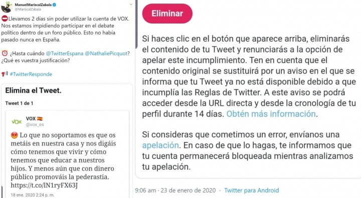 Imagen - Suspenden la cuenta de Twitter de Vox
