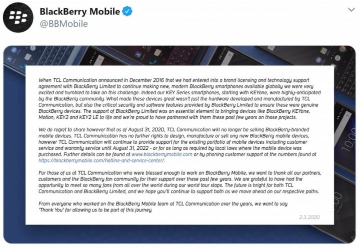 Imagen - BlackBerry deja de fabricar móviles: TCL abandona la marca