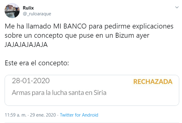 Imagen - Un banco pide explicaciones por el concepto de un Bizum