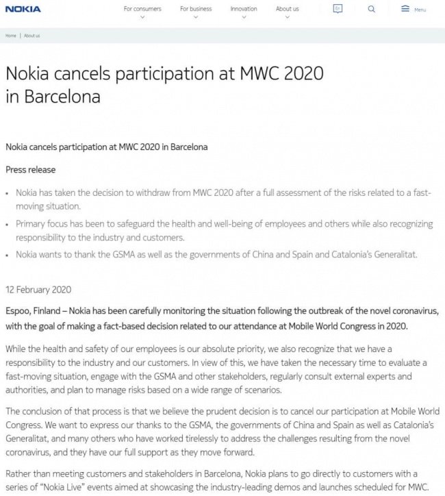 Imagen - Nokia no asistirá al MWC 2020