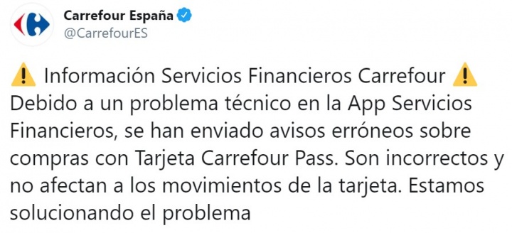 Imagen - Notificaci&oacute;n de Carrefour: "Aviso de tus compras..."