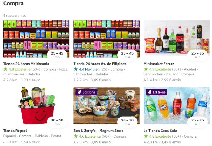 Imagen - Deliveroo y Uber Eats ya llevan compras a casa