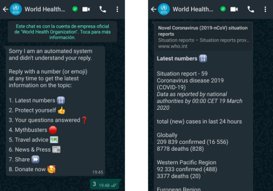 Imagen - Bot de la OMS en WhatsApp sobre el coronavirus: añádelo