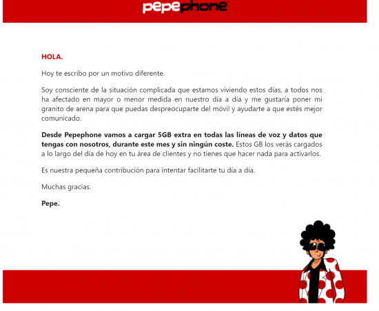Imagen - Pepephone ofrece 5 GB gratis por el coronavirus