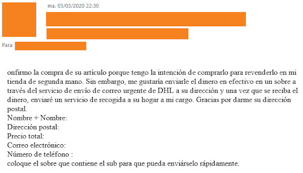 Imagen - Estafas en Wallapop simulando emails de DHL