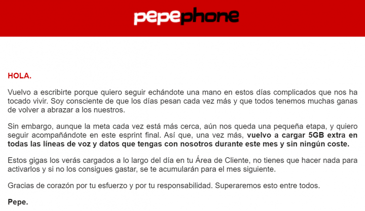 Imagen - Pepephone regala 5 GB gratis de nuevo en mayo