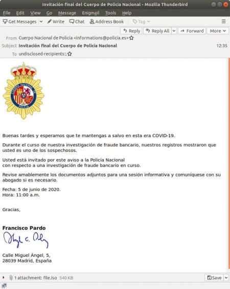 Imagen - Cuidado con este falso correo de la Policía Nacional